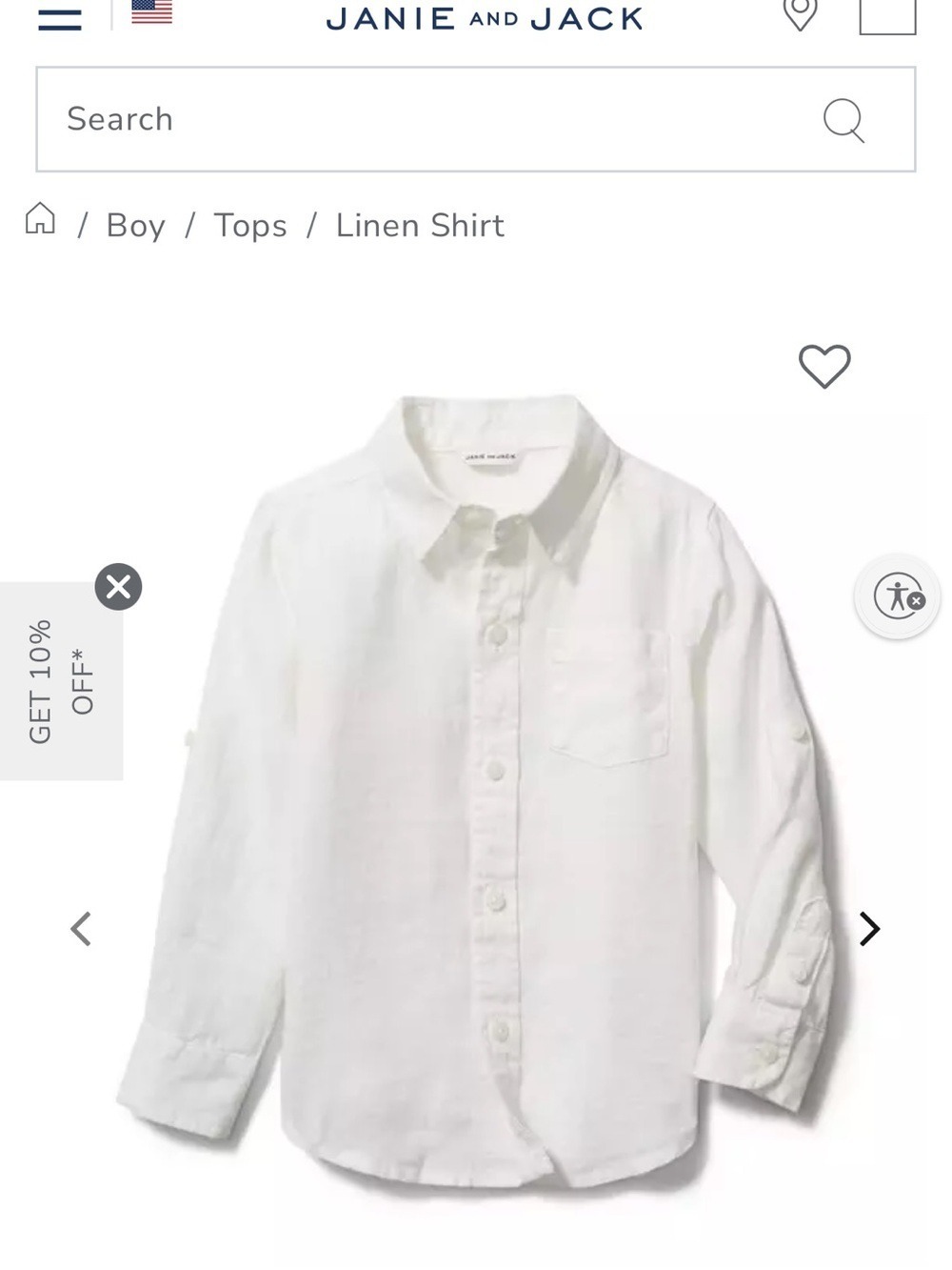 Janie and Jack Linen Button-Up Shirt 18-24M Classic Preppy